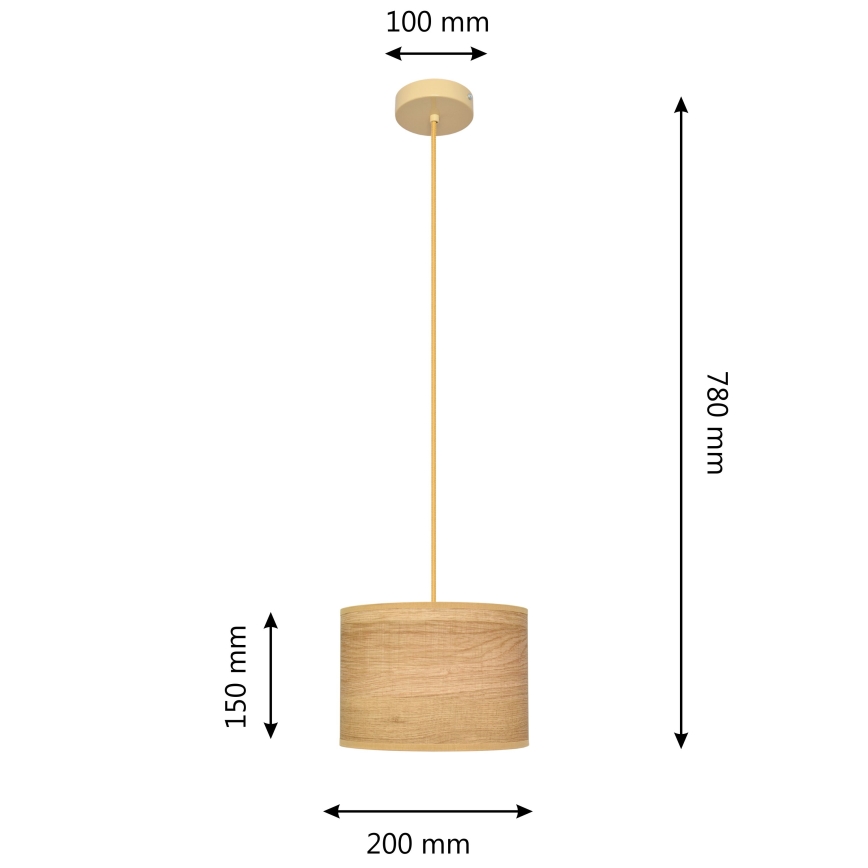 Hängeleuchte an Schnur ALBA 1xE27/15W/230V d 20 cm braun