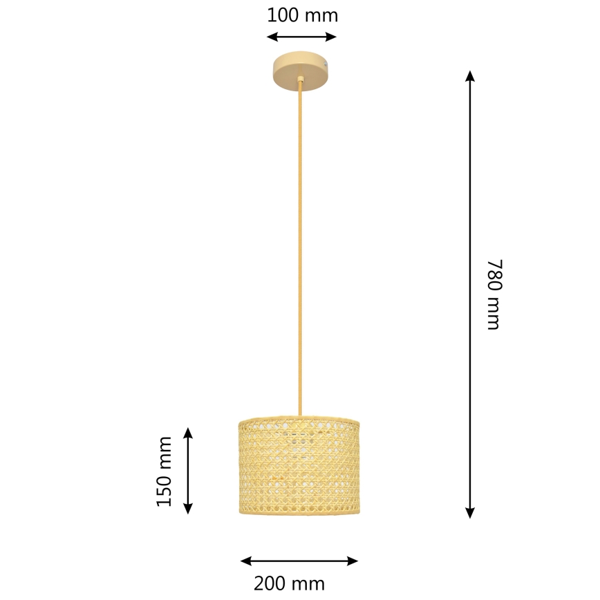Hängeleuchte an Schnur ALBA 1xE27/15W/230V d 20 cm Rattan