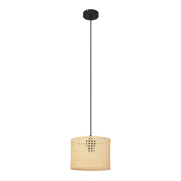 Hängeleuchte an Schnur ALBA 1xE27/15W/230V d 20 cm Rattan/schwarz