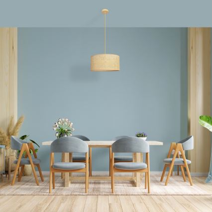 Hängeleuchte an Schnur ALBA 1xE27/15W/230V d 40 cm Rattan