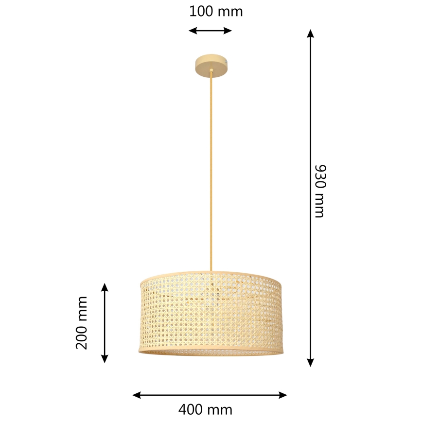 Hängeleuchte an Schnur ALBA 1xE27/15W/230V d 40 cm Rattan