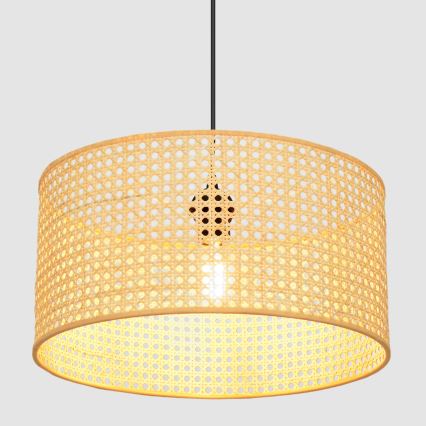 Hängeleuchte an Schnur ALBA 1xE27/15W/230V d 40 cm Rattan/schwarz