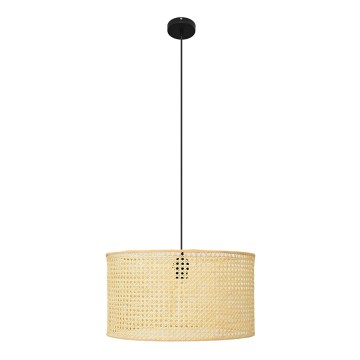 Hängeleuchte an Schnur ALBA 1xE27/15W/230V d 45 cm Rattan/schwarz