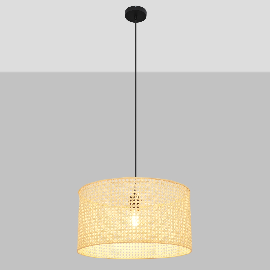 Hängeleuchte an Schnur ALBA 1xE27/15W/230V d 45 cm Rattan/schwarz