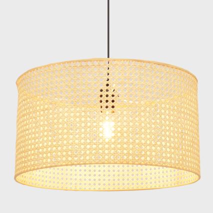 Hängeleuchte an Schnur ALBA 1xE27/15W/230V d 45 cm Rattan/schwarz