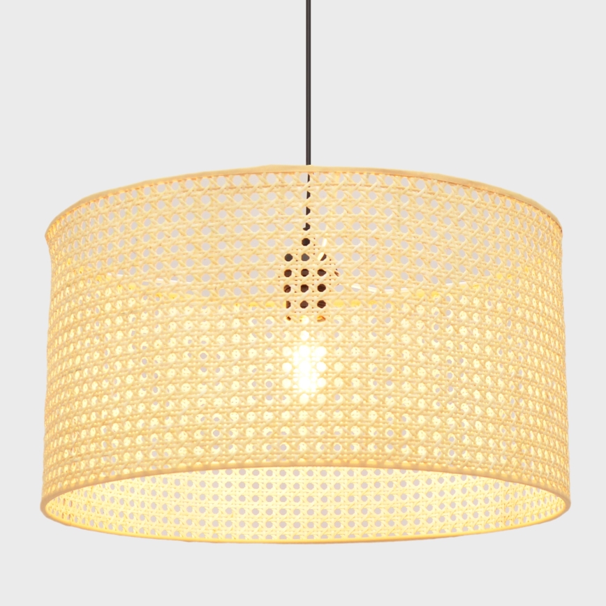 Hängeleuchte an Schnur ALBA 1xE27/15W/230V d 45 cm Rattan/schwarz