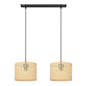 Hängeleuchte an Schnur ALBA 2xE27/15W/230V Rattan/schwarz