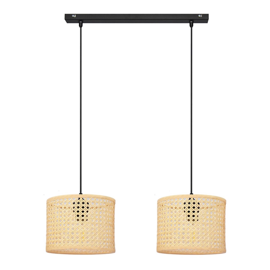 Hängeleuchte an Schnur ALBA 2xE27/15W/230V Rattan/schwarz