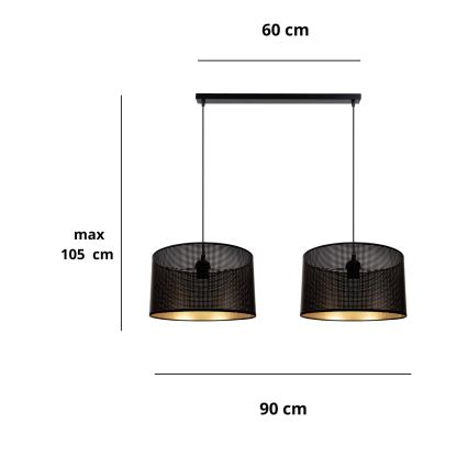 Hängeleuchte an Schnur ALDO 2xE27/60W/230V schwarz