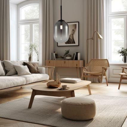 Hängeleuchte an Schnur ALIAS 1xG9/8W/230V d 12 cm schwarz/grau