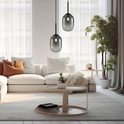 Hängeleuchte an Schnur ALIAS 1xG9/8W/230V d 12 cm schwarz/grau