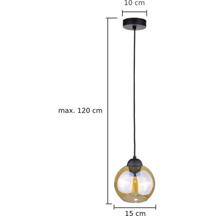 Hängeleuchte an Schnur AMBRE BLACK 1xE27/60W/230V