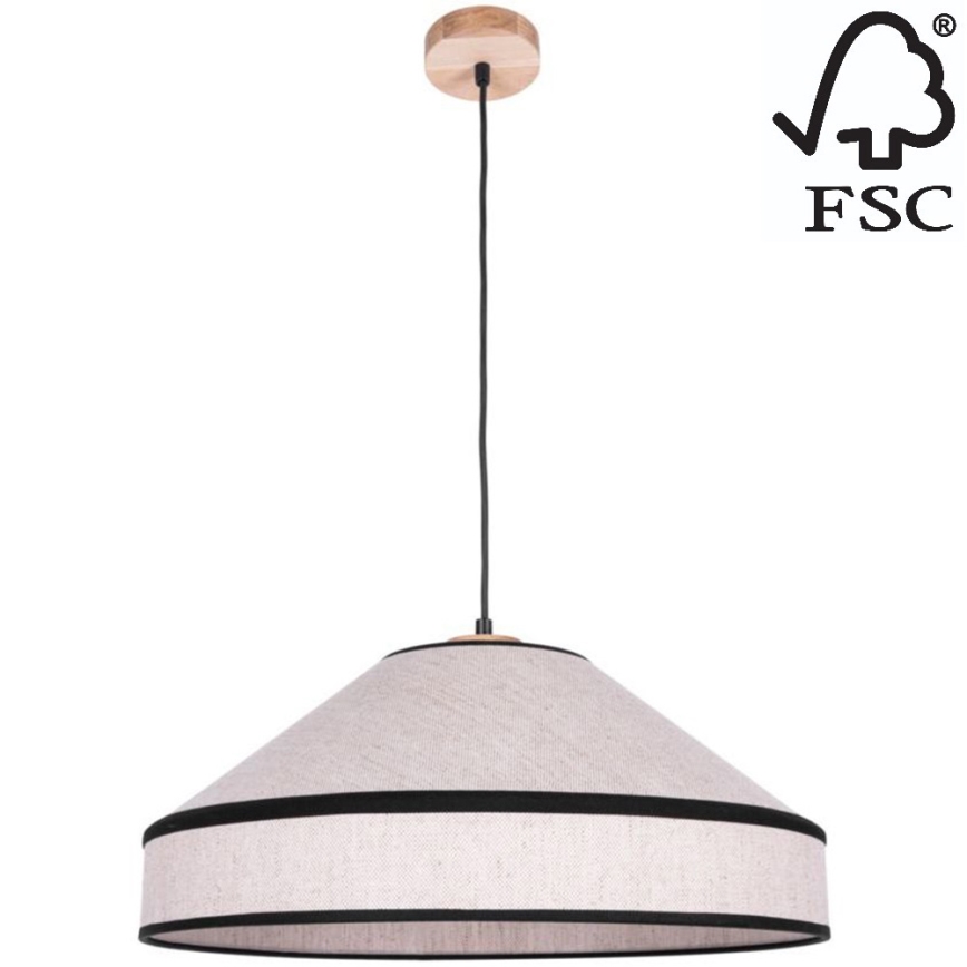 Hängeleuchte an Schnur AMIGO 1xE27/60W/230V Eiche – FSC-zertifiziert