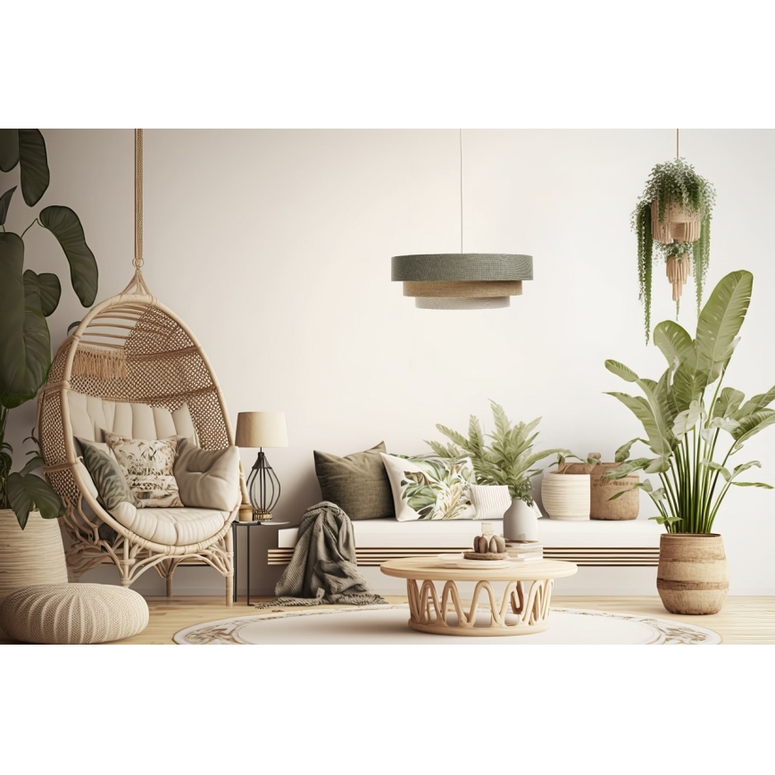 Hängeleuchte an Schnur BOHO TRINITI 1xE27/60W/230V grau/beige/cremefarben