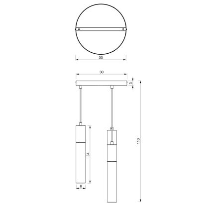 Hängeleuchte an Schnur CASSA 3xGU10/8W/230V weiß