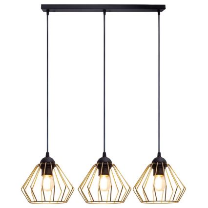 Hängeleuchte an Schnur CEED GOLD 3xE27/60W/230V schwarz/golden