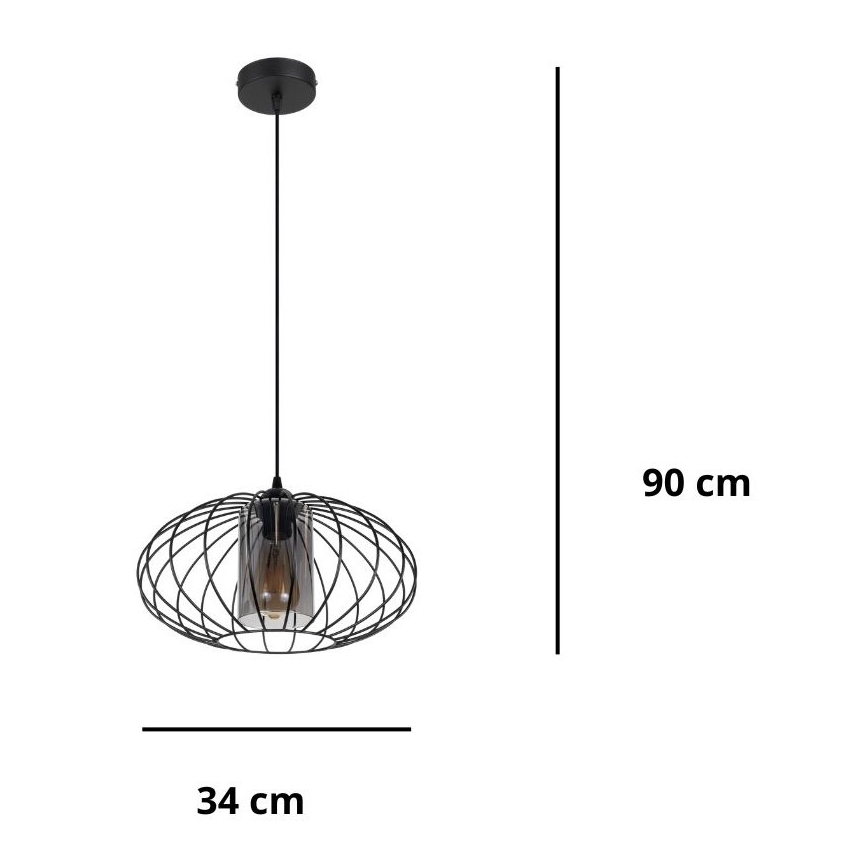 Hängeleuchte an Schnur CORRINI 1xE27/60W/230V d 34 cm schwarz/grau