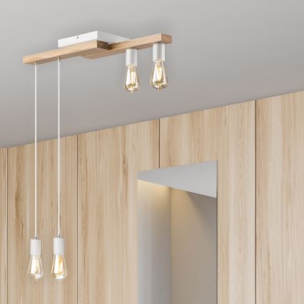 Hängeleuchte an Schnur CORTINA 4xE27/15W/230V weiß/Eiche