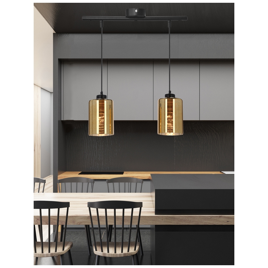 Hängeleuchte an Schnur COX 2xE27/60W/230V golden