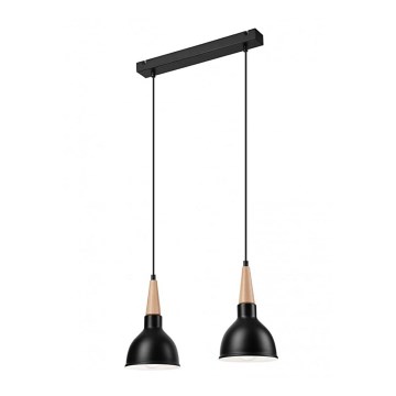 Hängeleuchte an Schnur FRANCESCA 2xE27/60W/230V schwarz/Buche