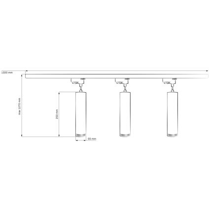 Hängeleuchte an Schnur für Schienensystem MARIBEL 3xGU10/10W/230V + 1 m Schiene System weiß