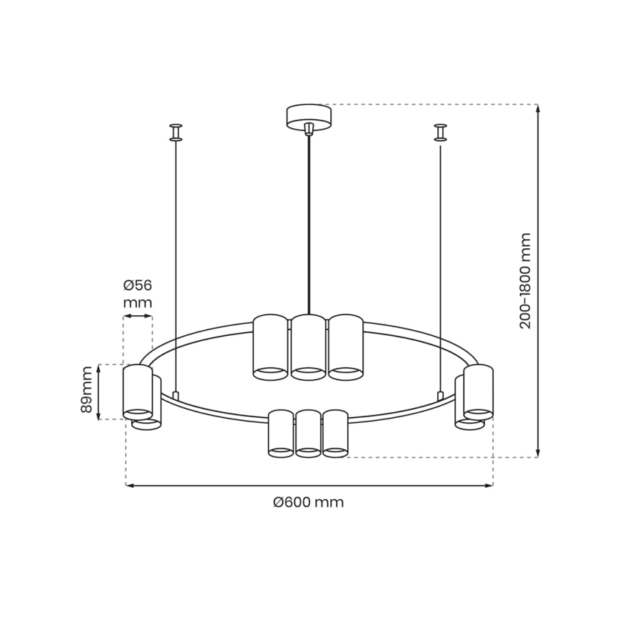 Hängeleuchte an Schnur GENESIS 10xGU10/8W/230V weiß
