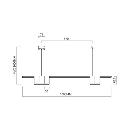 Hängeleuchte an Schnur GENESIS 5xGU10/8W/230V weiß