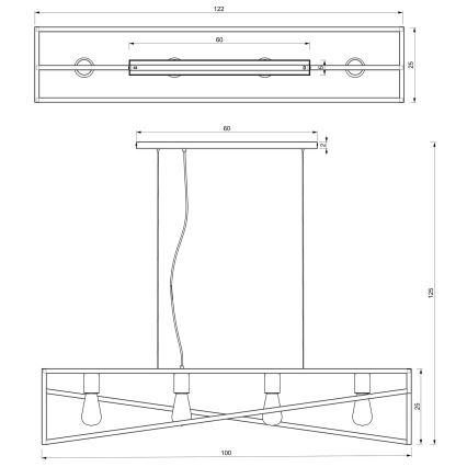 Hängeleuchte an Schnur GOTE 4xE27/60W/230V