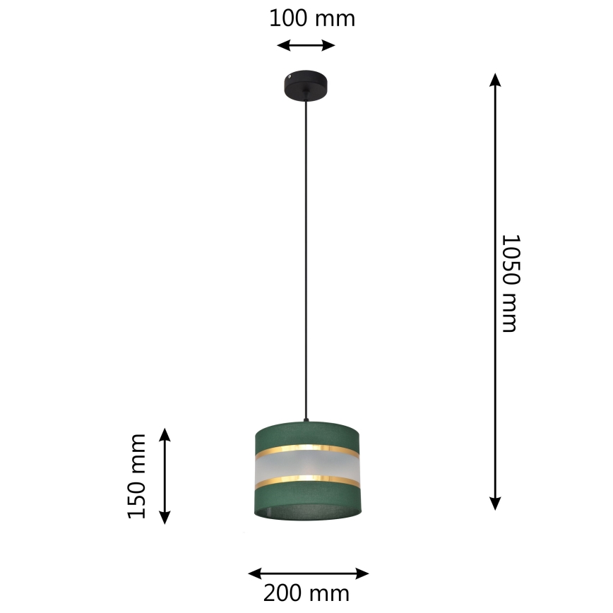 Hängeleuchte an Schnur HELEN 1xE27/15W/230V d 20 cm grün/golden