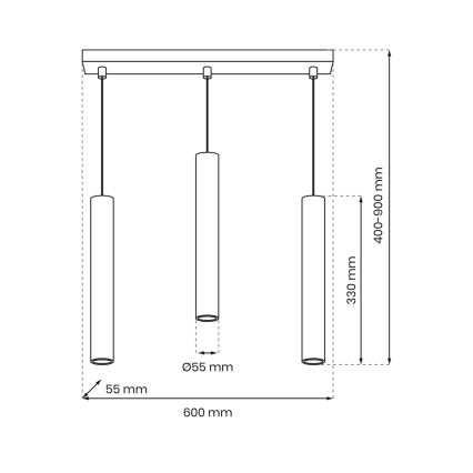 Hängeleuchte an Schnur HUDSON 3xGU10/8W/230V weiß