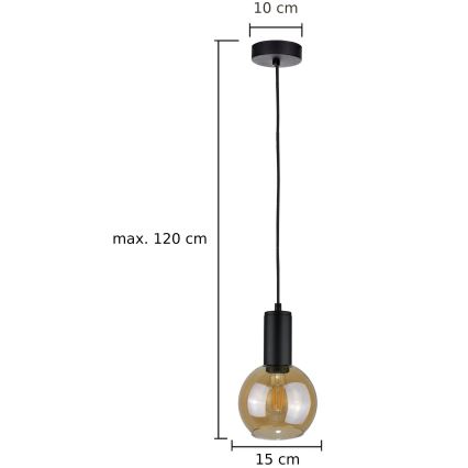 Hängeleuchte an Schnur JANTAR BLACK 1xE27/60W/230V