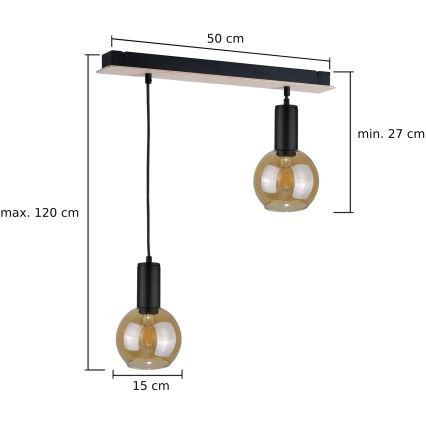 Hängeleuchte an Schnur JANTAR WOOD 2xE27/60W/230V