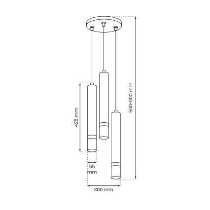 Hängeleuchte an Schnur JOKER 3xGU10/8W/230V grün/golden