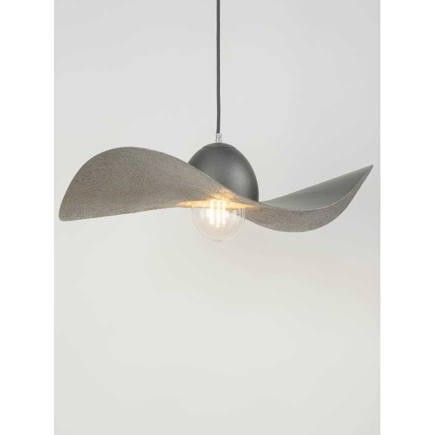 Hängeleuchte an Schnur KAPELLO 1xE27/60W/230V Durchmesser 55 cm grau/silbern