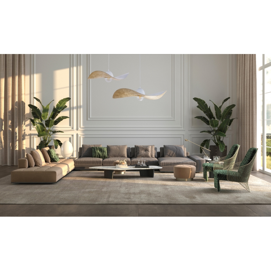 Hängeleuchte an Schnur KAPELLO 1xE27/60W/230V Durchmesser 76 cm weiß/golden