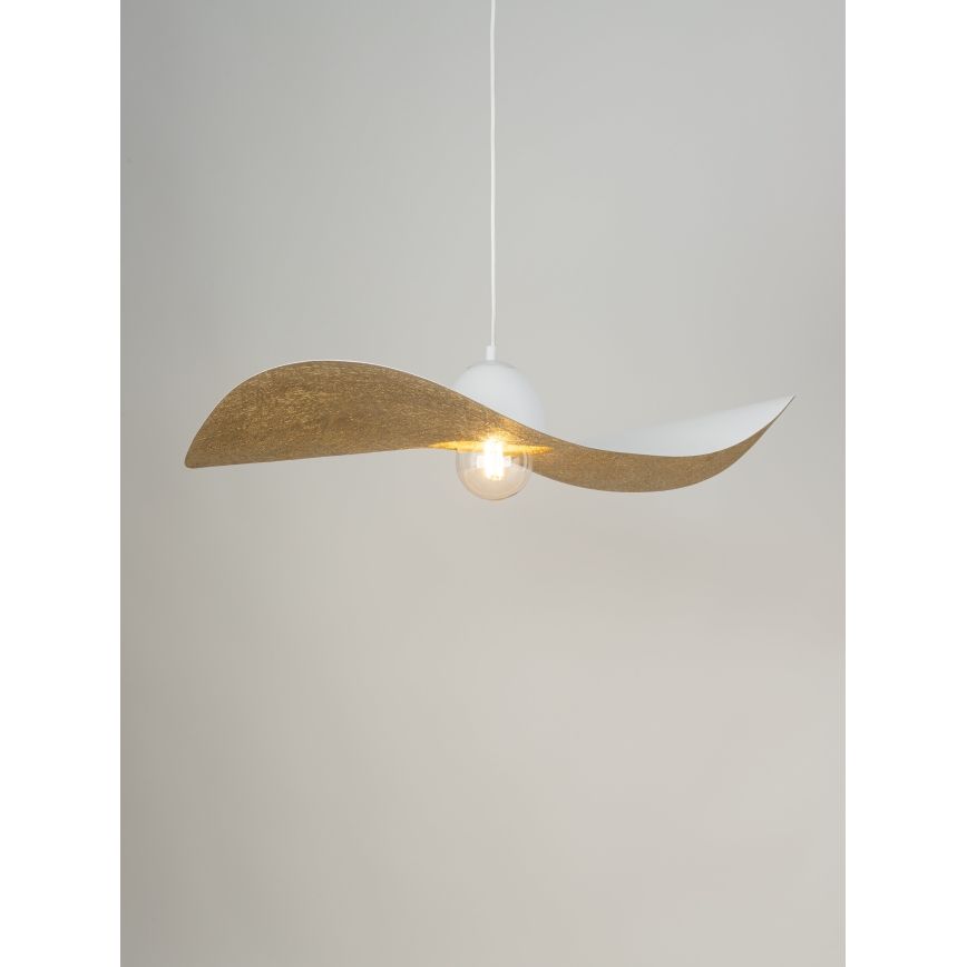 Hängeleuchte an Schnur KAPELLO 1xE27/60W/230V Durchmesser 76 cm weiß/golden
