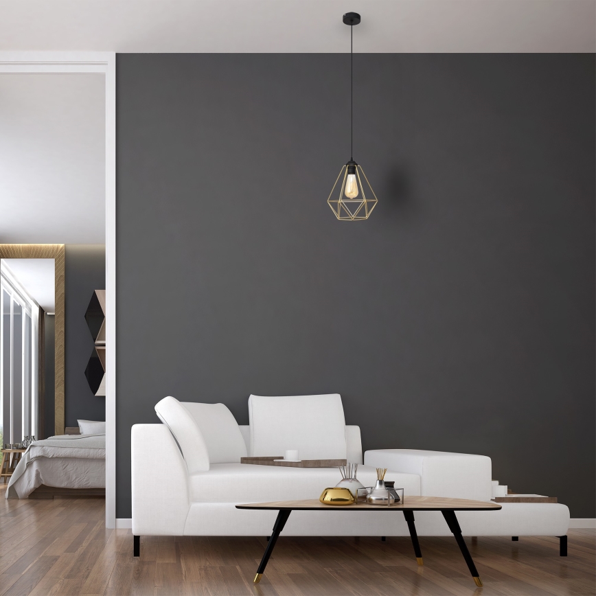 Hängeleuchte an Schnur KARO 1xE27/15W/230V golden/schwarz