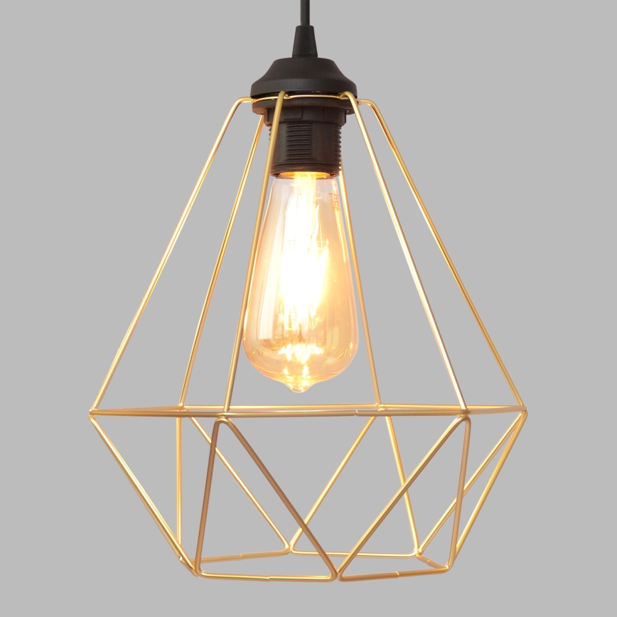 Hängeleuchte an Schnur KARO 1xE27/15W/230V golden/schwarz