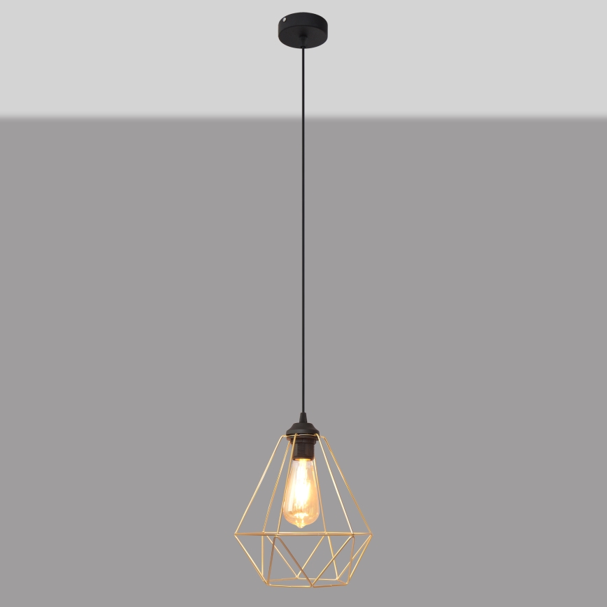 Hängeleuchte an Schnur KARO 1xE27/15W/230V golden/schwarz