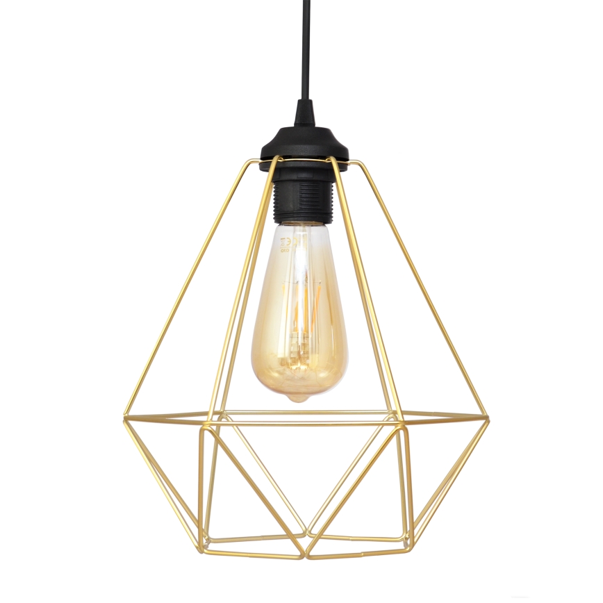Hängeleuchte an Schnur KARO 1xE27/15W/230V golden/schwarz