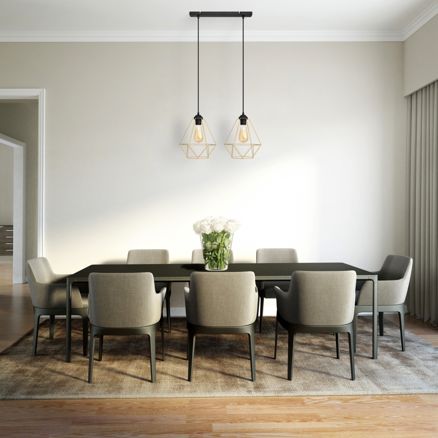 Hängeleuchte an Schnur KARO 2xE27/15W/230V golden/schwarz