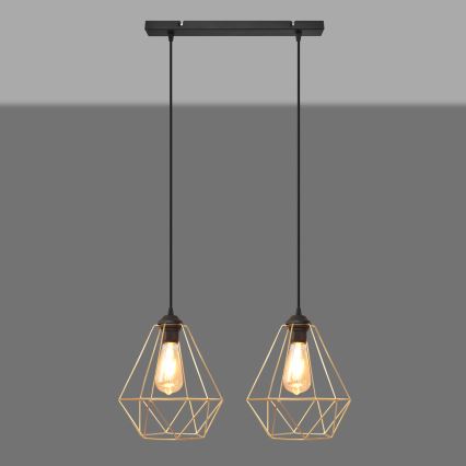 Hängeleuchte an Schnur KARO 2xE27/15W/230V golden/schwarz
