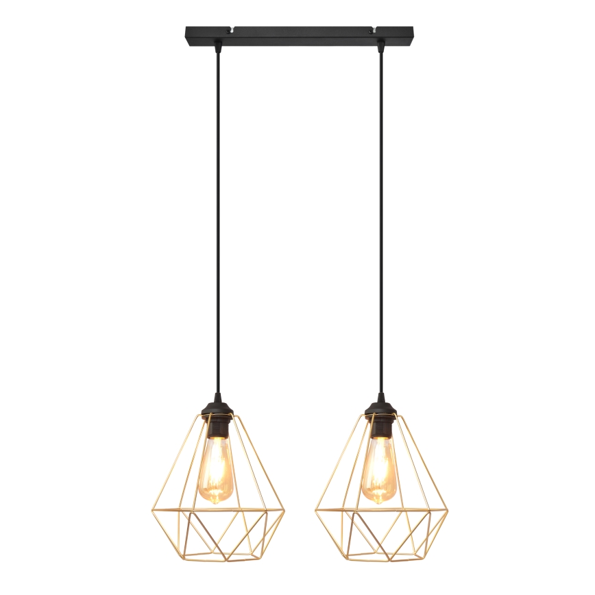 Hängeleuchte an Schnur KARO 2xE27/15W/230V golden/schwarz