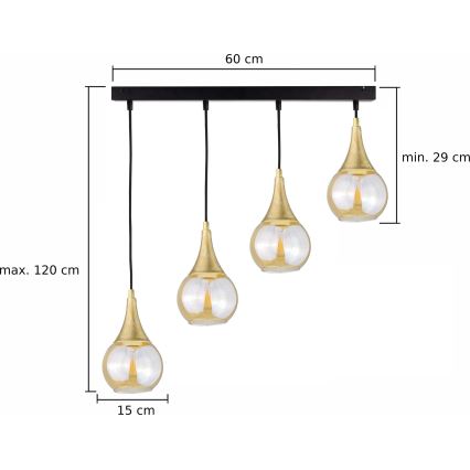 Hängeleuchte an Schnur LACRIMA HONEY 4xE27/60W/230V