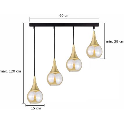 Hängeleuchte an Schnur LACRIMA HONEY 4xE27/60W/230V