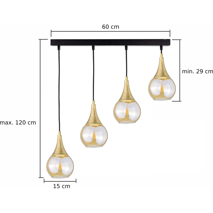 Hängeleuchte an Schnur LACRIMA HONEY 4xE27/60W/230V