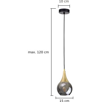 Hängeleuchte an Schnur LACRIMA SMOKY 1xE27/60W/230V