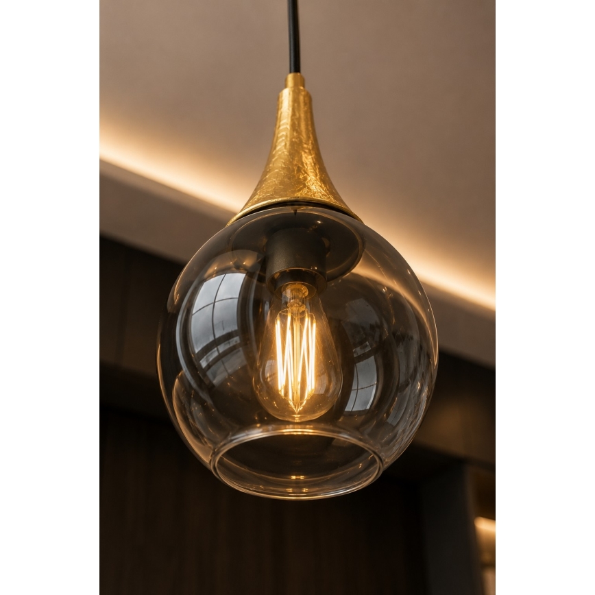 Hängeleuchte an Schnur LACRIMA SMOKY 3xE27/60W/230V d 30 cm