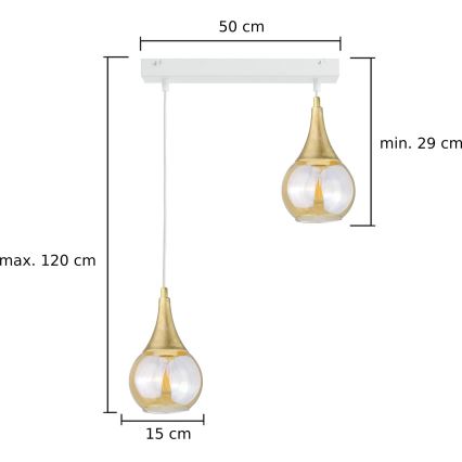 Hängeleuchte an Schnur LACRIMA WHITE 2xE27/60W/230V