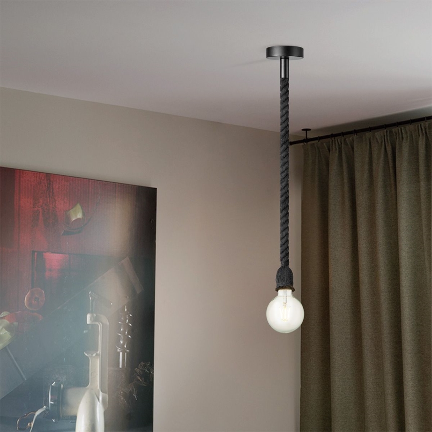 Hängeleuchte an Schnur LEONARDO ROPE 1xE27/10W/230V schwarz